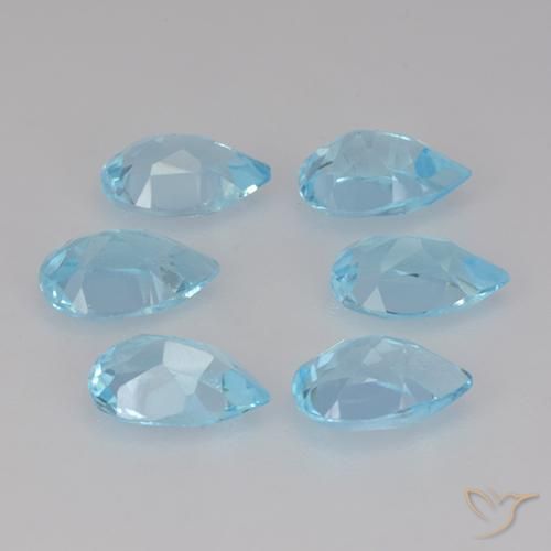 Gemas de Topacio Azul Cielo natural de 3.10 ct, En forma de pera, VS