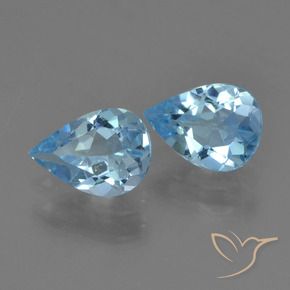 Gemas de Topacio Azul Cielo natural de 1.39 ct, En forma de pera, VVS-VS