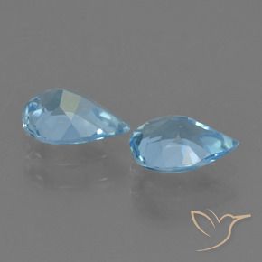Gemas de Topacio Azul Cielo natural de 1.39 ct, En forma de pera, VVS-VS