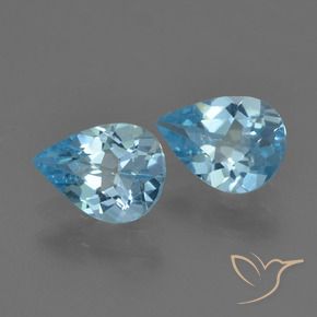 Gemas de Topacio Azul Cielo natural de 1.45 ct, En forma de pera, VVS-VS