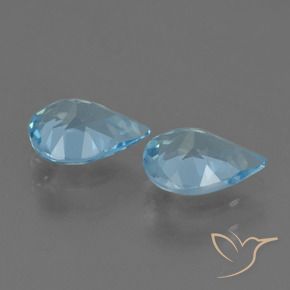 Gemas de Topacio Azul Cielo natural de 1.45 ct, En forma de pera, VVS-VS