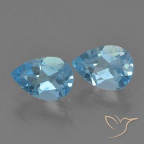 Gemas de Topacio Azul Suizo natural de 1.67 ct, En forma de pera, VVS-VS