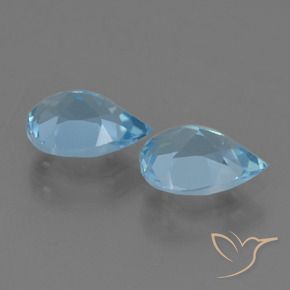 Gemas de Topacio Azul Suizo natural de 1.67 ct, En forma de pera, VVS-VS