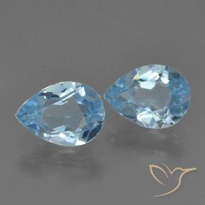 Gemas de Topacio Azul Suizo natural de 1.61 ct, En forma de pera, VS