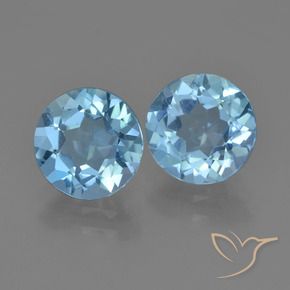 Gemas de Topacio Azul Suizo natural de 4.75 ct, Redondo, VS