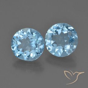 Gemas de Topacio Azul Suizo natural de 4.31 ct, Redondo, VVS-VS
