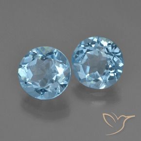 Gemas de Topacio Azul Suizo natural de 4.59 ct, Redondo, VS