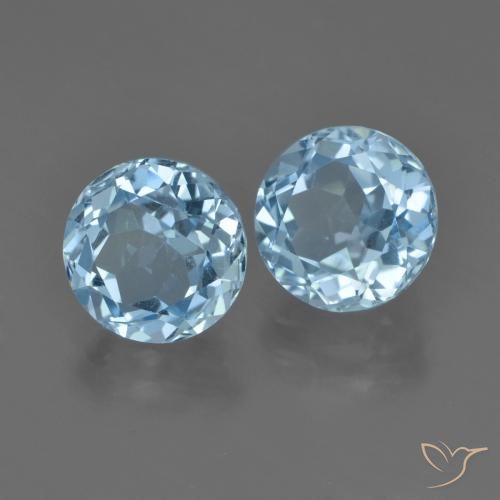 Gemas de Topacio Azul Suizo natural de 5.14 ct, Redondo, VVS-VS