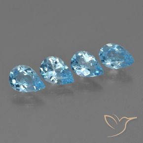 Gemas de Topacio Azul Suizo natural de 2.96 ct, En forma de pera, VVS-VS