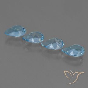 Gemas de Topacio Azul Suizo natural de 2.96 ct, En forma de pera, VVS-VS