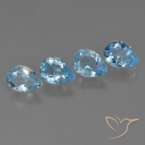 Gemas de Topacio Azul Cielo natural de 3.09 ct, En forma de pera, VVS-VS