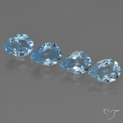 3.15ctw Natural Azul Suizo Topacio, En forma de pera, VVS-VS