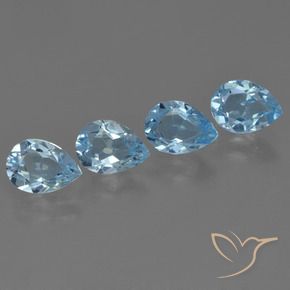 Gemas de Topacio Azul Suizo natural de 3.15 ct, En forma de pera, VVS-VS