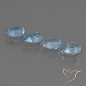Gemas de Topacio Azul Suizo natural de 3.15 ct, En forma de pera, VVS-VS