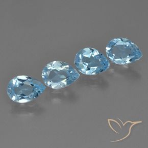 Gemas de Topacio Azul Cielo natural de 3.02 ct, En forma de pera, VVS-VS