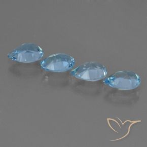 Gemas de Topacio Azul Cielo natural de 3.02 ct, En forma de pera, VVS-VS