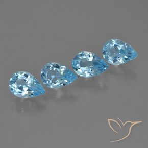 Gemas de Topacio Azul Suizo natural de 2.64 ct, En forma de pera, VVS-VS