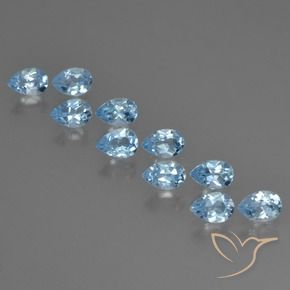 Gemas de Topacio Azul Cielo natural de 5.34 ct, En forma de pera, VS