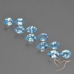Gemas de Topacio Azul Cielo natural de 5.16 ct, En forma de pera, VS
