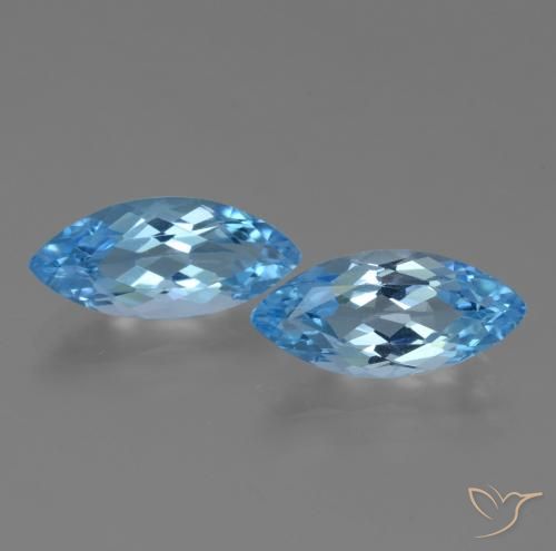 6.87ctw Natural Azul Suizo Topacio, Marquesa, VVS-VS