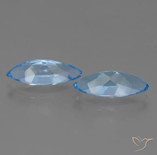 Gemas de Topacio Azul Suizo natural de 6.87 ct, Marquesa, VVS-VS