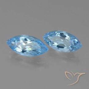 Gemas de Topacio Azul Suizo natural de 7.18 ct, Marquesa, VVS-VS