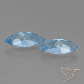 Gemas de Topacio Azul Suizo natural de 7.18 ct, Marquesa, VVS-VS