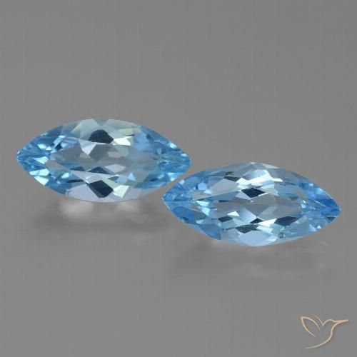 7.05ctw Natural Azul Suizo Topacio, Marquesa, VVS-VS