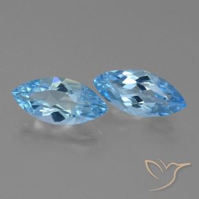 Gemas de Topacio Azul Suizo natural de 7.05 ct, Marquesa, VVS-VS