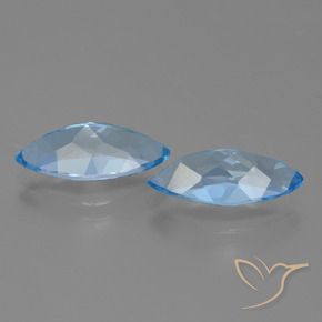 Gemas de Topacio Azul Suizo natural de 7.05 ct, Marquesa, VVS-VS