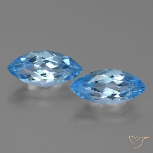 7.67ctw Natural Azul Suizo Topacio, Marquesa, VVS-VS