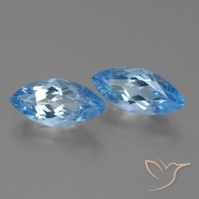 Gemas de Topacio Azul Suizo natural de 7.67 ct, Marquesa, VVS-VS