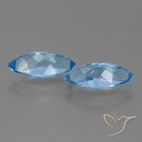 Gemas de Topacio Azul Suizo natural de 7.67 ct, Marquesa, VVS-VS