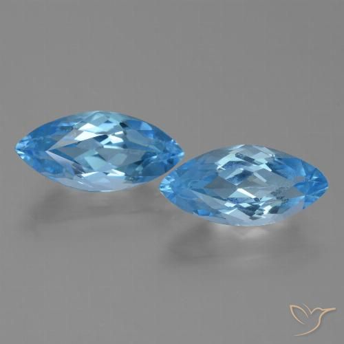 7.92ctw Natural Azul Suizo Topacio, Marquesa, VVS-VS