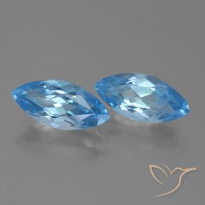 Gemas de Topacio Azul Suizo natural de 7.92 ct, Marquesa, VVS-VS