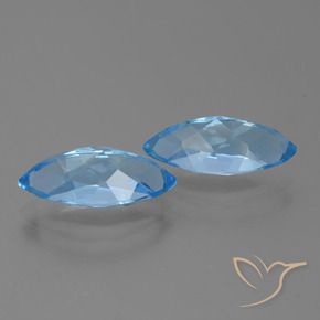 Gemas de Topacio Azul Suizo natural de 7.92 ct, Marquesa, VVS-VS