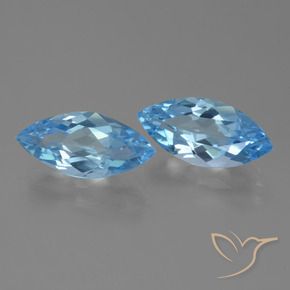 Gemas de Topacio Azul Cielo natural de 6.94 ct, Marquesa, VVS