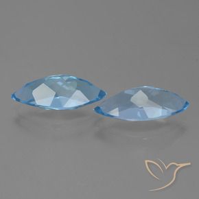 Gemas de Topacio Azul Cielo natural de 6.94 ct, Marquesa, VVS