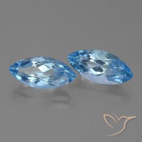 Gemas de Topacio Azul Suizo natural de 7.29 ct, Marquesa, VVS-VS