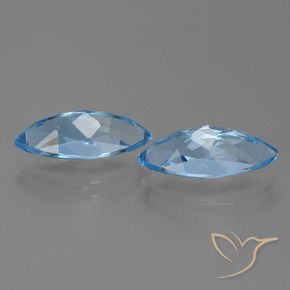 Gemas de Topacio Azul Suizo natural de 7.29 ct, Marquesa, VVS-VS