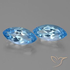 Gemas de Topacio Azul Suizo natural de 8.21 ct, Marquesa, VVS-VS