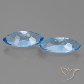 Gemas de Topacio Azul Suizo natural de 8.21 ct, Marquesa, VVS-VS