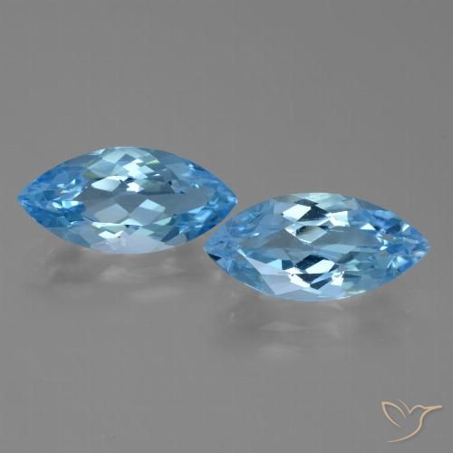 7.44ctw Natural Azul Suizo Topacio, Marquesa, VVS-VS