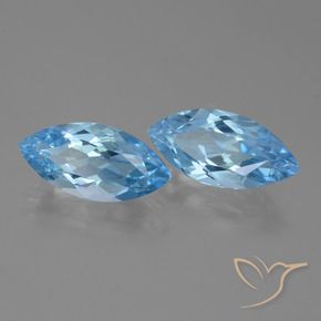 Gemas de Topacio Azul Suizo natural de 7.44 ct, Marquesa, VVS-VS