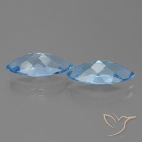 Gemas de Topacio Azul Suizo natural de 7.44 ct, Marquesa, VVS-VS