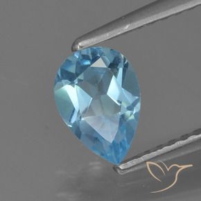 Topacio Azul Suizo natural de 0.88 ct, En forma de pera, VS