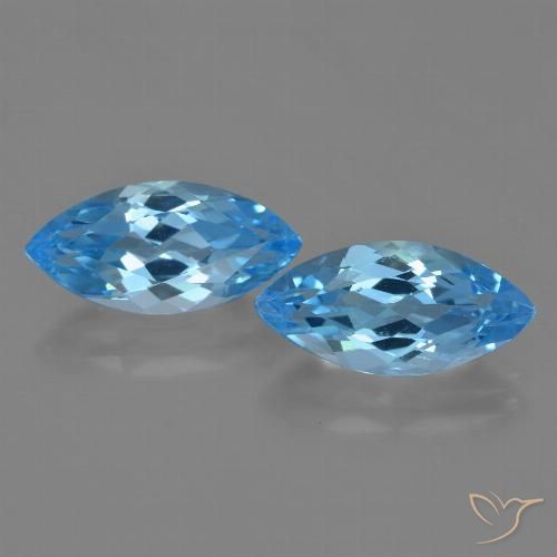 7.95ctw Natural Azul Suizo Topacio, Marquesa, VVS-VS