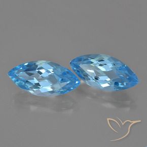 Gemas de Topacio Azul Suizo natural de 7.95 ct, Marquesa, VVS-VS