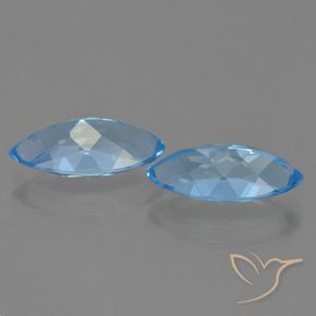 Gemas de Topacio Azul Suizo natural de 7.95 ct, Marquesa, VVS-VS