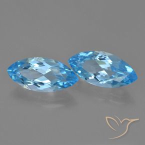 Gemas de Topacio Azul Suizo natural de 7.36 ct, Marquesa, VVS